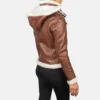 Brown Dignity Hooded Shearling Leather Jacket