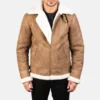 Brown Distressed Leather Mens Winter trench Jacket