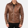 Brown Lavendard Leather Biker Jacket