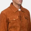 Brown Stallon suede trucker jacket mens