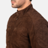 Brown mens suede bomber jacket