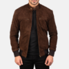 Brown mens suede bomber jacket