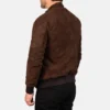 Brown mens suede bomber jacket-back