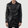 Classmith Black Leather winter trench coats mens