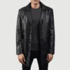 Classmith Black Leather winter trench coats mens