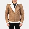 Distressed Francis Brown shearling fur jacket mens