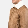 Distressed Francis Brown shearling fur jacket mens