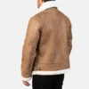 Distressed Francis Brown shearling fur jacket mens-back