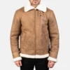 Distressed Francis Brown shearling fur jacket mens-front