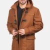 Drake Khaki Wool leather hooded mens jacket