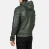 Green Baston leather hooded mens jacket