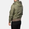 Green Hanklin leather hooded mens jacket back