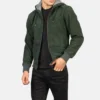 Green dignity hooded suede jacket mens-side