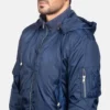 Hanklin Blue Hooded Bomber Jacket