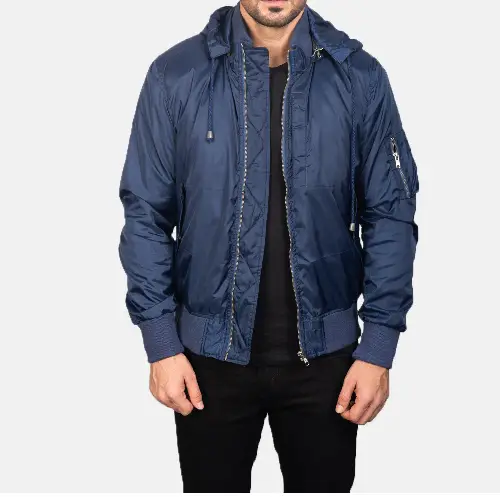 Hanklin Blue Hooded Bomber Jacket