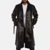 mens leather coat Hooligan Black Leather Trench