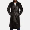 Hooligan Black Leather Mens Winter trench Coats