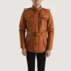 Hunter Tan Brown Fur Shearling Jacket Mens-front