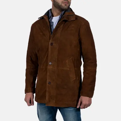 shearling fur coat mens Sheriff Brown Suede Jacket