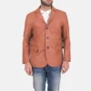 James Tan Brown Dignity Mens Leather Blazers