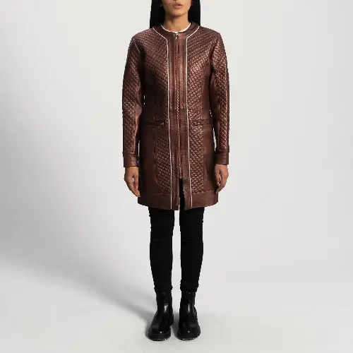 Maroon Dignity Leather Coat