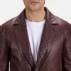 Maroon Dignity Mens Leather Blazers front