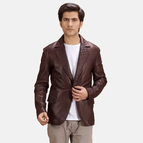 Maroon Dignity Mens Leather Blazers