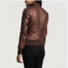 Maroon leather bomber jacket women