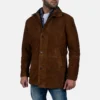 Mens brown Sheriff suede jacket-front