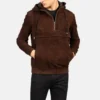 Mocha Kenton leather hooded mens jacket