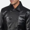 Mod Black Mens Leather Blazers front