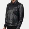 Mod Black Mens Leather Blazers side