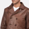 Naval Peacoat Brown men's leather blazers front