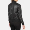 Black leather women aviator jacket