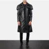 Black mens leather dress coat