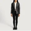 Black womens leather blazers jacket