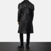 Black leather duster coat for men