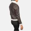 Brown Leather Women Bomber Jacket