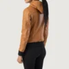 Brown Hooded Leather Bomber Jacket