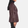 Maroon leather blazers women