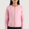 Pink Dignity Collarless Leather Jacket