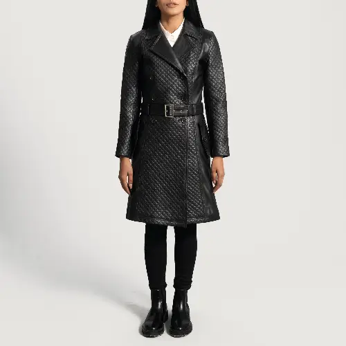 Susan Black Dignity Leather Trench Coat