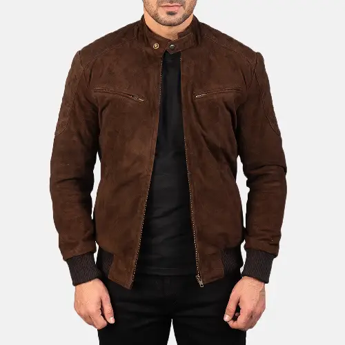 Sven Dignity Leather mens brown suede jacket