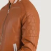 Tan Brown Pascal Leather Varsity Jacket Mens-side