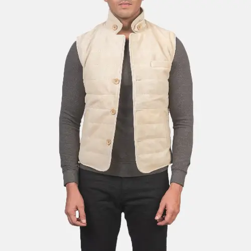 Tony Off-White leather vest for men