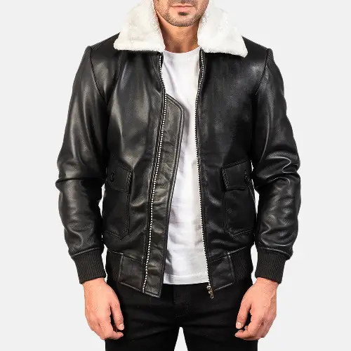 White & black Airin aviator jacket mens