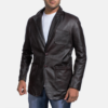 Wine Black Mens Leather Blazers