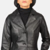 Black Dignity Single Breasted Leather Coat