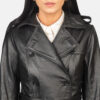 Alice Black Double Breasted Women Leather Coat