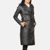 Alice Black Double Breasted Women Leather Coat